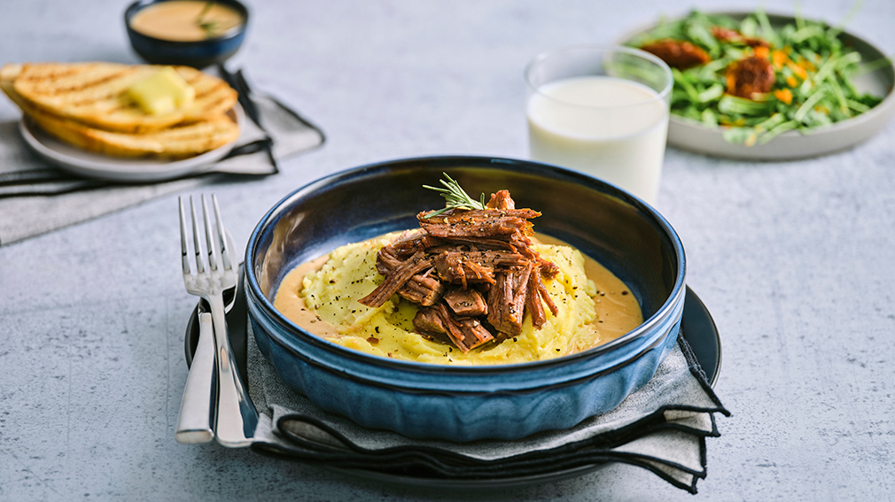 Milk Braised Beef with Garlic Whipped Potatoes 