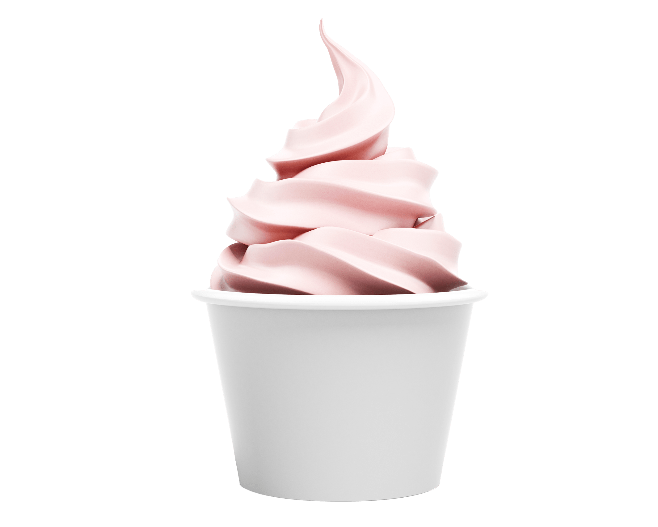 Swirl of strawberry frozen yogurt in a cup