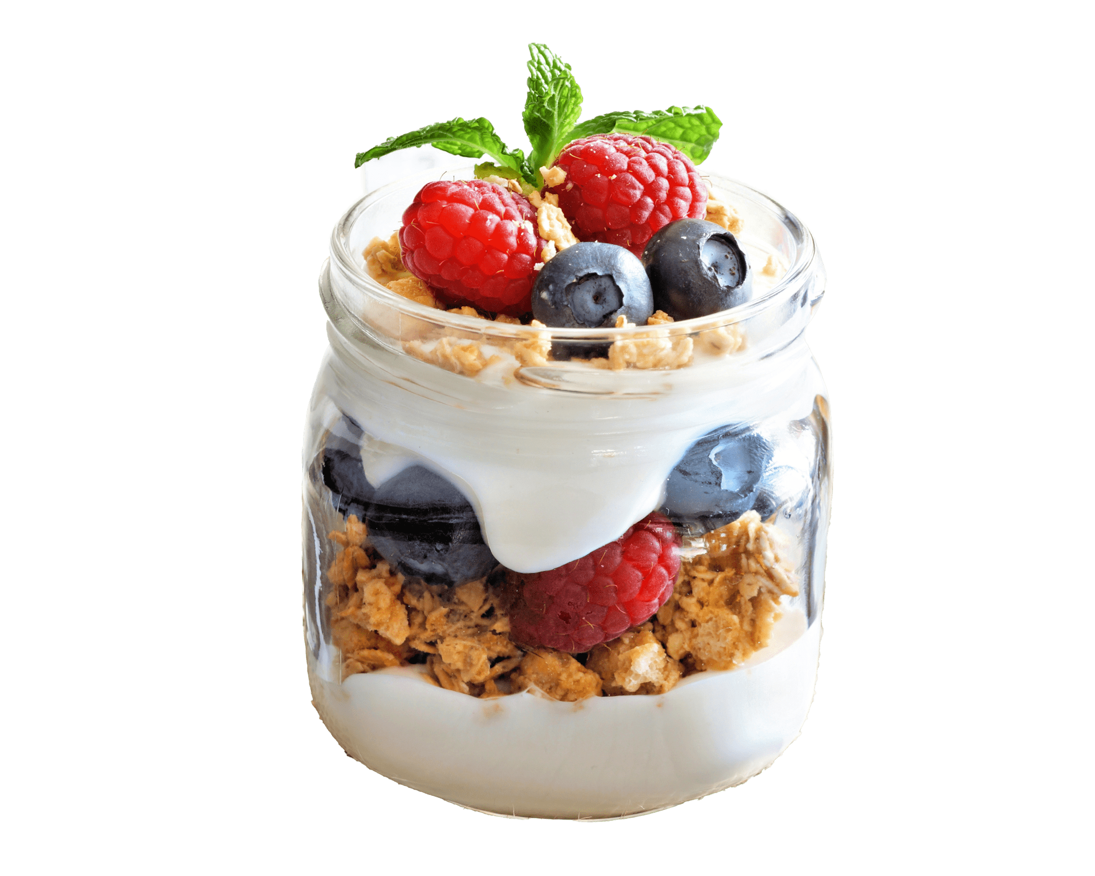 Regular yogurt parfait with berries and granola