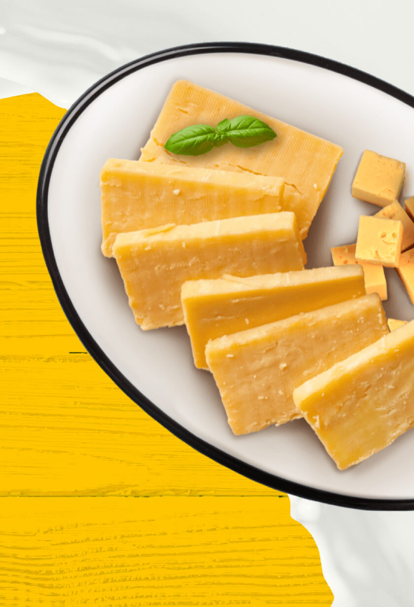 Slices of cheddar cheese