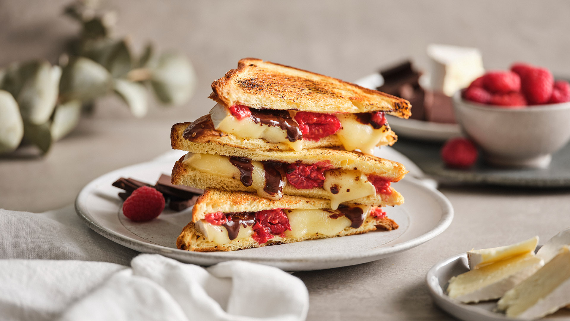 Brie, Raspberry & Dark Chocolate Grilled Cheese