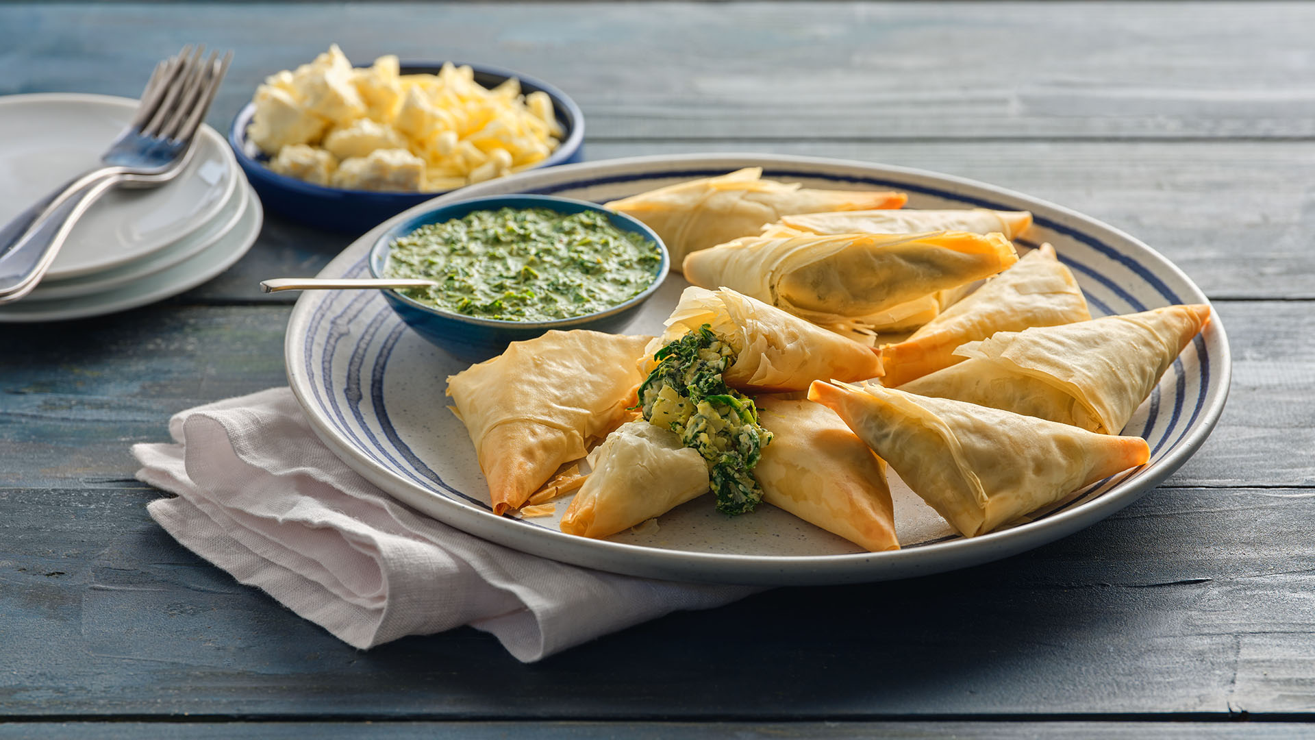Spinach & Cheese Filled Samosa Bites