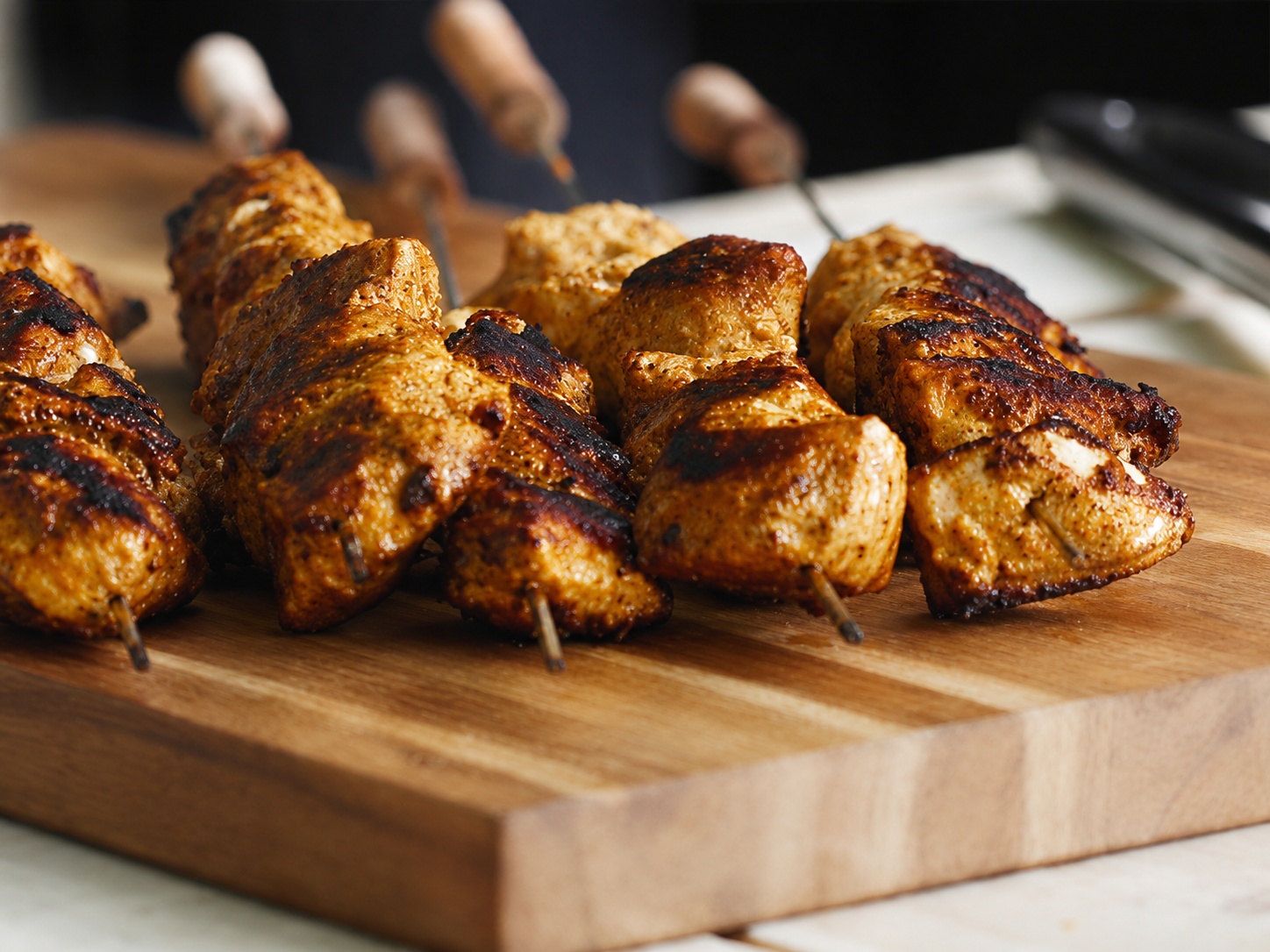 Yogurt-Marinated Chicken Skewers with Creamed Spinach